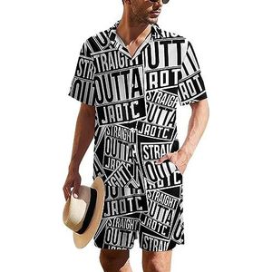 Straight Outta JROTC Hawaïaans pak voor heren, set van 2 stuks, strandoutfit, shirt en korte broek, bijpassende set