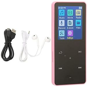 Muziekspeler, HiFi Loseless Lange Batterijduur MP3 MP4-speler 128 GB Uitbreidbaar Multifunctioneel 1,8 Inch Touchscreen Lichtgewicht 5.0 voor Sport (roze)