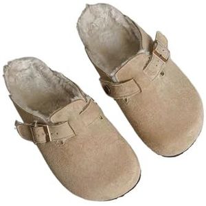 KJBDQQH Fleece Klompen Vrouwen Slippers Bont Klompen Winter Thuis Harige Korte Pluche Platte Slides Warm Outdoor Casual Mannen, Grijs, 38 EU