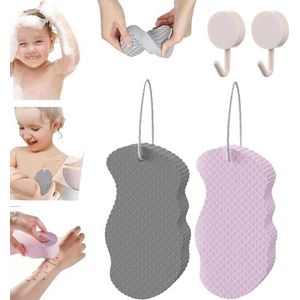 Korean Skin Scrubber Sponge, Korean Skin Sponge, Super Soft Exfoliating Bath Sponge, Korean Skin Scrubber Exfoliator Sponge, Korean Skin Exfoliating Body Scrubber Sponge Reusable (2Pcs-C)