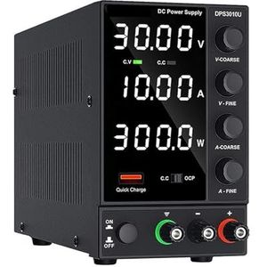 Tafelvoeding van laboratoriumkwaliteit, Aanpassen DC Voeding Verstelbare Lab Bench Stroombron 30V 10A 60V 5A AC Switching Gestabiliseerde Bench bron Eenvoudig in te stellen en te gebruiken(DPS305U 30V