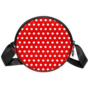 Ronde Crossbody Tas Polka Dots Rode Messenger Bag Purse voor Vrouwen, Meerkleurig, 6.7x6.7x2.3 in, Sling Rugzakken