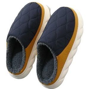 shwta Winter Mannen Slippers, Warm Home Furry Down Stof Slippers Mannen, Dikke Zolen Antislip Katoenen Schoenen, Blauw, 36/37 EU