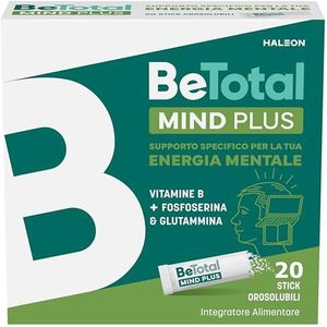 Be Total Mind Plus Integratore Alimentare di Magnesio, Potassio e Vitaminen B per supportare il Metabolismo Energetico degli Adulti, Senza Glutine e Lattosio*, 20 bustine