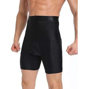 zinhsq Figuurvormende herenbroek, buikcontrole-shorts, riem met hoge taille, corewear-boxershorts, kunststof ondergoed, fitnessondergoed, zwart, XXL