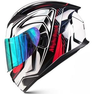 RYDZCLH motorfiets integraalhelm mode retro scooter bromfiets straat helm met dubbel vizier heren dames motorcrosshelmen voor alle seizoenen DOT/ECE goedgekeurd,I,2XL