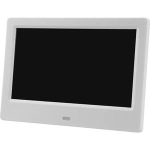 7 Inch Scherm 16:9 Digitale Fotolijst Elektronische Albumafbeelding Muziekfilm Volledige Functie Goed Cadeau Woondecoratie Kalender Eenvoudig Delen Momenten(White)