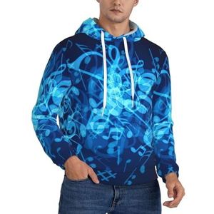 FBGHHTY Blauwe Muzikale Noten Print Unisex Hooded Pullover Voor Dagelijkse Casual Wear Mode Warme Uitstapjes Reizen Hoodie, Zwart, XS