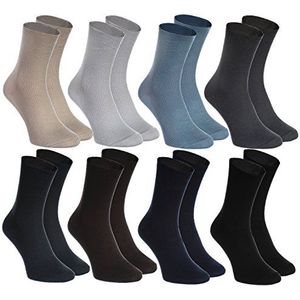 Rainbow Socks - Man Vrouw Diabetes Niet Knellende Sokken - 8 Paar - Marineblauw Grijs Blauw Beige Bruin Tin Zwart - Maat EU 39-41