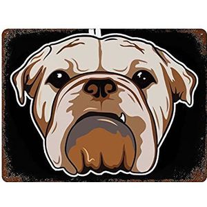 Leuke Engelse bulldog creatieve tinnen bord retro metalen tinnen bord vintage wanddecoratie retro kunst tinnen bord grappige decoraties cadeau grappig