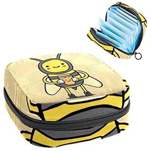 Periode Pouch Draagbare Tampon Opbergtas,Tampon Houder voor Portemonnee Vrouwelijke Product Organizer,Bee Animal, Meerkleurig, 4.7x6.6x6.6 in/12x17x17 cm