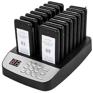 Draadloze Restaurant Zoemer Pager 16 Onderzetters Paging Gastoproep Wachtrijsysteem for Koffie Dessert Burger Shop Food Truck Voor dagelijks thuisgebruik(Touch Screen)