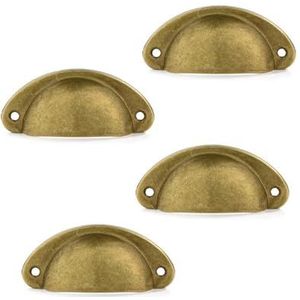 LIUONZTFD Accessoires for ladegreep Retro halve cirkel Shell-handgreep Tinblad 8 X Schroeven Antieke lade Woondecoratie (Color : Yellow Bronze)