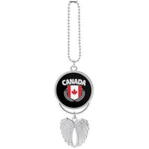 Maple Leaf Canada Vlag Auto Achteruitkijkspiegel Opknoping Ornament Angel Wing Hanger Lucky Charm Voor Auto Interieur Zilver-Stijl-12