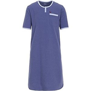 Henry Terre Herennachthemd kort pyjama met borstzak slaapshirt, blauw, XXL