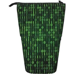 Evengigy Hacker tijdperk print schattig etui met ritssluiting verstelbare standaard potloodhouder grappige make-up tas, Zwart, Eén maat, Tas Organizer