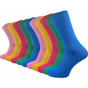 GAWILO Sokken van 100% katoen (10 paar), zonder drukkende naad, met adervriendelijke comfortabele band, katoenen sokken voor dames en heren, Meerkleurig, 39-42 EU