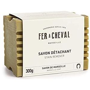 Fer à Cheval - Echte Marseille zeep – vlekkenverwijderaar 300 g met golvend oppervlak om vlekken te verwijderen – handgemaakt sinds 1856 – zonder palmolie