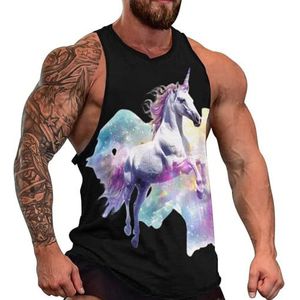 Witte Eenhoorn Regenboog Galaxy Mannen Tank Top Causale Mouwloze T Shirt Gym Atletische Spier Tee Strand Vest