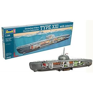 Revell 05078 Deutsches U-Boot Typ XXI mit Interieur 1:144 Schaal Ongebouwd/Ongeverfd Plastic Model Kit