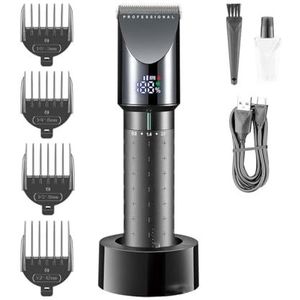Tondeuse voor mannen, tondeuse professionele tondeuse elektrische haarsnijmachine draadloze metalen schaal LED-displaytondeuse voor mannen (kleur: groen)