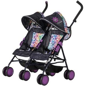 Daisy Chain Zipp Twin Max-poppenwagen - Voor kinderen van 4 tot 9 jaar. (Rainbow Hearts)
