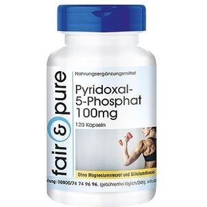 Fair & Pure ® - Pyridoxal-5-Phosphate 100 mg met 25 mg Zink - 120 veganistische capsules voor 4 maanden - P-5-P actieve vorm van vitamine B6 - hoog gedoseerd en biologisch beschikbaar