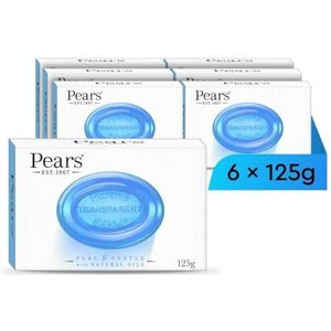 Pears Pure & Gentle Transparante zeepstukken met muntextracten, verfrissende reiniging en verkoelend gevoel, dagelijks gebruik voor gezicht en lichaam, alle huidtypes, mannen en vrouwen, verpakking