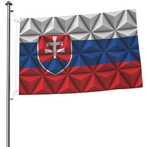 Strandvlaggen Slowaakse vlag met veelhoekig effect 90 x 150 cm tuinvlag grappige zomervlaggen duurzame tuinvlag decoratie voor tuinfeesten carnaval
