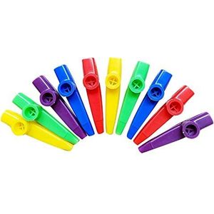 Bzocio Plastic Kazoos Muziekinstrumenten met Kazoo Fluitdiafragma's voor Gift, Prijs en Feestgunsten 5 Kleuren (10 Stukken)