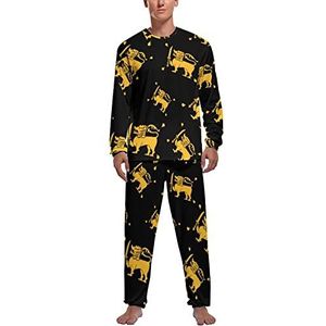 Sri Lanka vlag logo zachte heren pyjama set comfortabele loungewear top en broek met lange mouwen geschenken XL