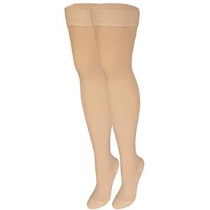 Nuvein Medische compressiekousen, 20-30 mmHg-ondersteuning, dijbeenlengte voor dames en heren, gesloten teen, beige, medium