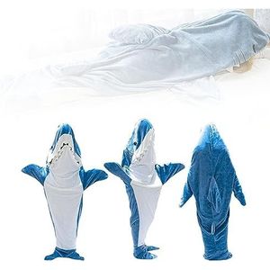 Haaiendeken, haaiendeken om aan te trekken, zacht en comfortabel kristal fleece capuchon haai slaapzak, perfect haaienliefhebbers cadeau en cosplay kostuum (XXL)