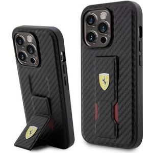 CG Mobile Ferrari Gripstand Carbon Hoesje voor iPhone 15 Promax - Zwart