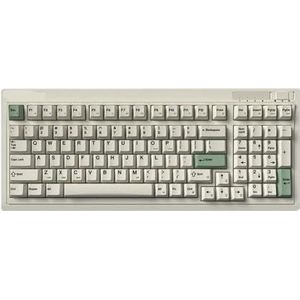 QPSJXN Mechanisch toetsenbord met drie modellen voor gaming- en kantoor-retrokleurstofsublimatie keycaps met bladveer-afdichting design (Single Mode White)