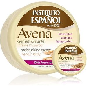 Instituto Español Vochtinbrengende lichaamscrème, Haver, Regenererende behandeling en elasticiteit voor droge, Gebarsten huid, Ideale crème voor het hele gezin, Set 430ml