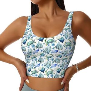 Krabschelp Print Comfortabel Vrouwen Sport Vest Yoga Workout Vest voor Vrouwen Lichtgewicht Zomer, Zwart, S