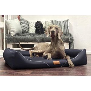 tierlando® Orthopedisch hondenbed William Easy-Clean | luxe hondensofa kunstleer | anti-haar | traagschuim M+ | zwart