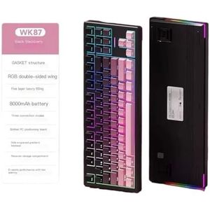 QPSJXN Draadloos Mechanisch Toetsenbord Drie Modus Pakking RGB Backlight Hot Swap Lage Vertraging Gamer Accessoire 2.4G (BlackBerry 8000mAhZY)