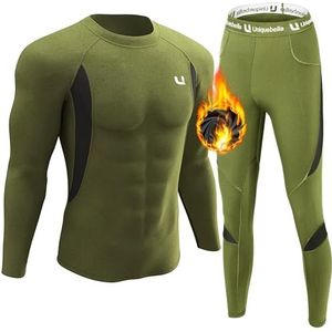 UNIQUEBELLA Thermisch ondergoed voor heren, lange mouwen, lange onderbroek, thermische onderlaag, met fleece gevoerd, sneldrogend, XXL