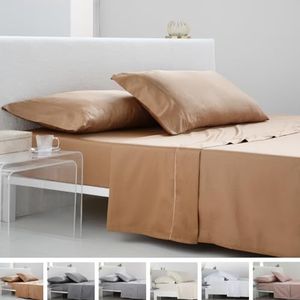 COTTON ARTean Beddengoedset, 160 x 190/200 cm, Egyptisch katoen, draaddichtheid 300, terracotta, 4-delig: dekbedovertrek, 2 kussenslopen, hoeslaken