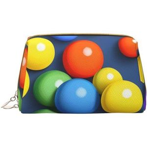 Kleurrijke ballen draagbare cosmetische tas, reizen cosmetische tas, unisex, ritssluiting, geschikt voor dagelijks gebruik, Wit, Eén maat