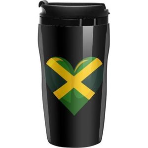 Hartvormige Jamaicaanse Vlag Koffie Mok met Deksel Dubbele Muur Water Fles Reizen Tumbler Thee Cup voor Hot/Ice Dranken 250ml