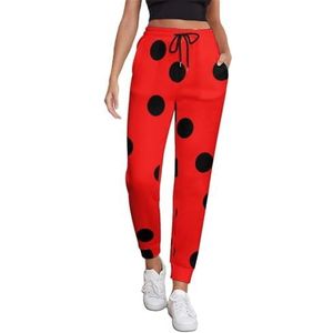 Zwarte Stip Lieveheersbeestjes Huid Joggingbroek Voor Vrouwen Hoge Taille Joggers Casual Lounge Broek Met Zakken Voor Workout Running