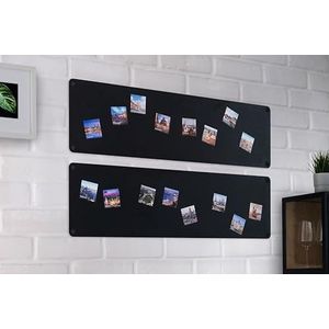STALFORM 2x Magneetbord Zwart 80x22 cm - Magnetisch Bord voor aan de Wand – Metalen Bord Memobord – Magnetisch Wandborden Ultradun Staal