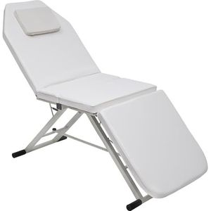 Ealtqund Massagestoel, mobiel, inklapbaar, 3 zones, in hoogte verstelbare massagebank, aluminium, voor cosmetica, spa, salon, tattoo (witkleur)