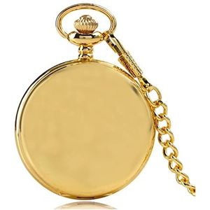 Zakhorloge Dubbele Cover Gepersonaliseerde Gedrukt Foto Tekst Quartz Pocket Watch met Geschenken for Kids Kinderen Retro Zakhorloge (Size : Gold)