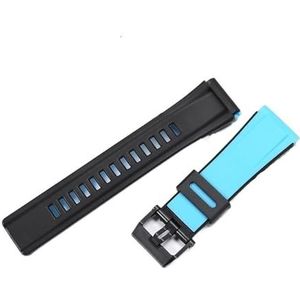 24mm harsband geschikt for Casio GA2000 PRG-600 PRW-6600 PRG-650 heren sport waterdicht rubber universele armband horlogeaccessoires (Color : Turquoise Blue Black, Size : 24mm)