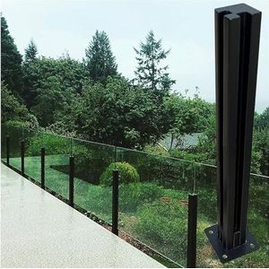 AviiSo Deck Balusters glazen balustrade klemmen voor trappenplatform, 304 roestvrij staal glazen zwembadhek met stevige basis (kleur: hoekpaal, maat: 110 cm)