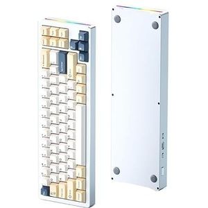 ATTACK SHARK M71 CNC Aluminium Mechanisch Gaming-toetsenbord, Tri-Mode-BT5.0/2.4G Draadloos/Bedraad, 4600mAh Oplaadbaar, 68% Hotswap Gasket, 14 Chroma RGB-verlichting voor MAC&WIN-Blueberry Cheese